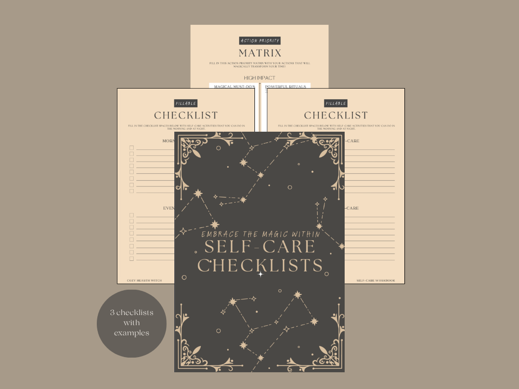 TheWitchsLantern self care checklists contents